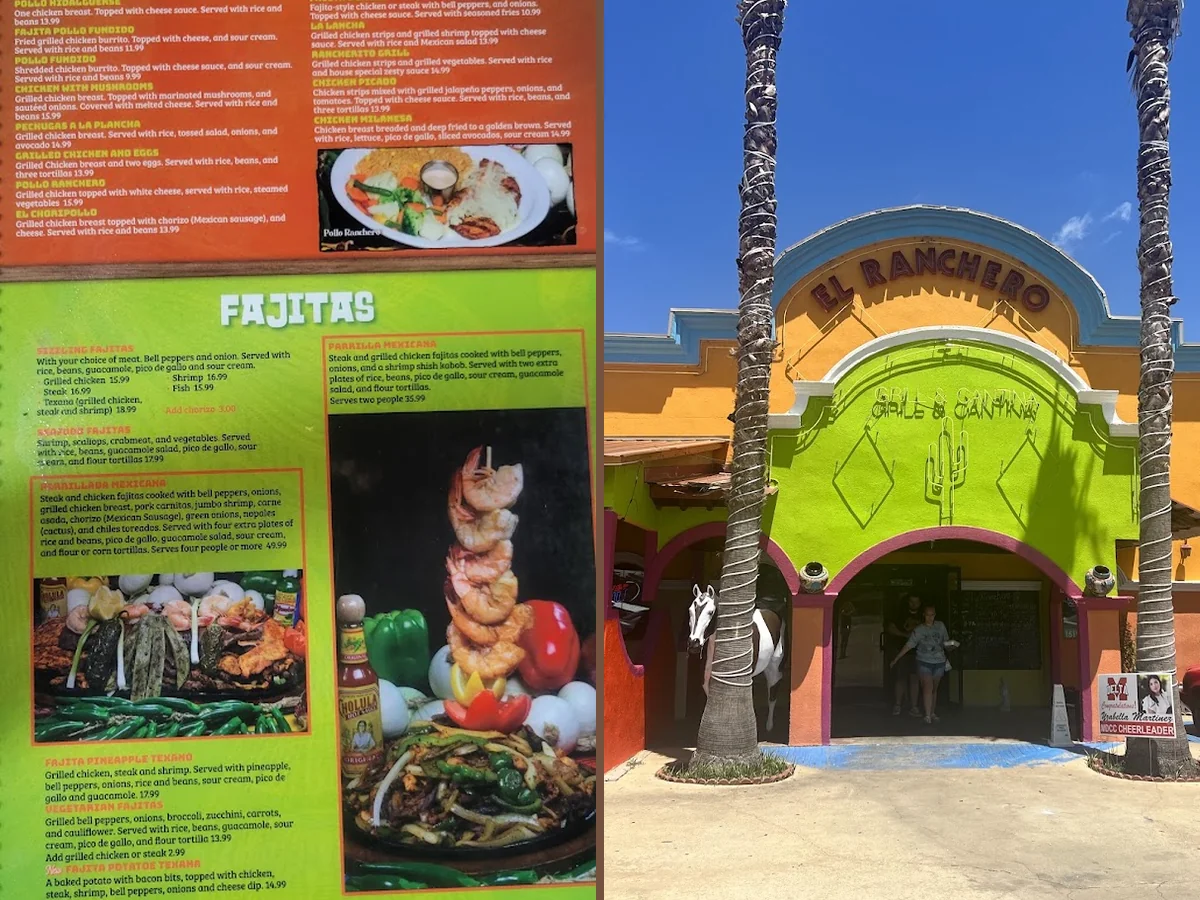 Colorful Mexican dishes on a restaurant table.